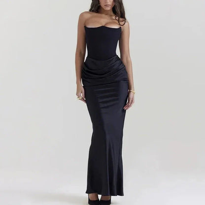 Vestido Gótico Satin Pleated