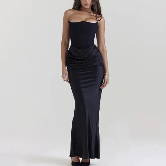 Vestido Gótico Satin Pleated