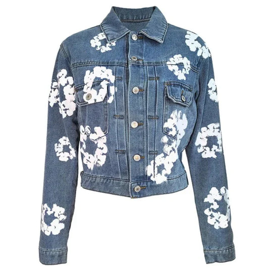 Chaqueta Gótica Floral Print Denim