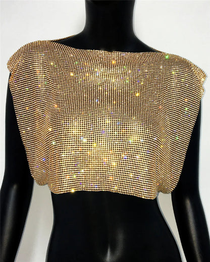 Top Gótico Rhinestone Metal Crop