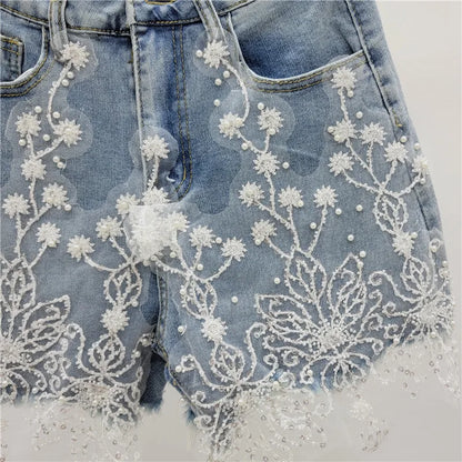 Shorts Góticos Kim Flower Denim