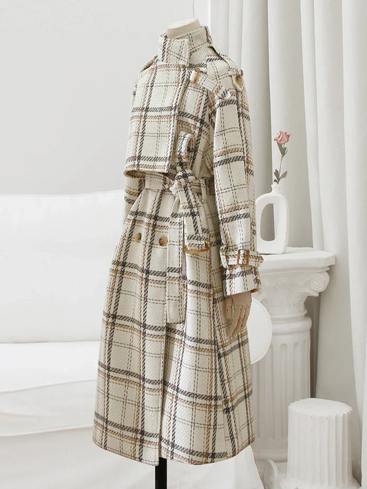 Top Gótico Neus Plaid Trench Coat