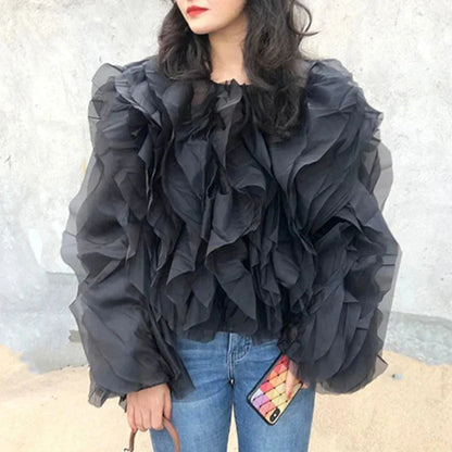 Blusa Gótica Elegant Ruffles