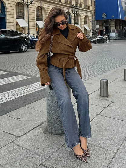 Chaqueta Gótica Retro Brown Suede