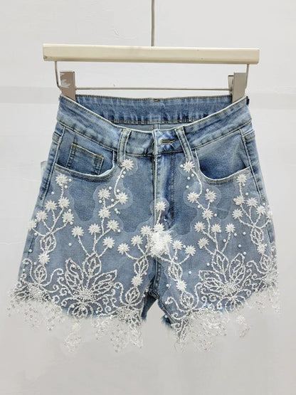 Shorts Góticos Kim Flower Denim