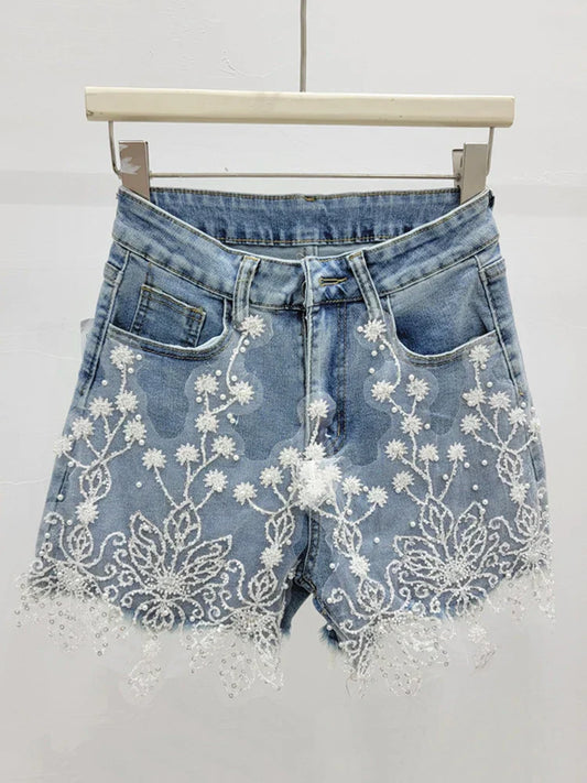 Shorts Góticos Kim Flower Denim
