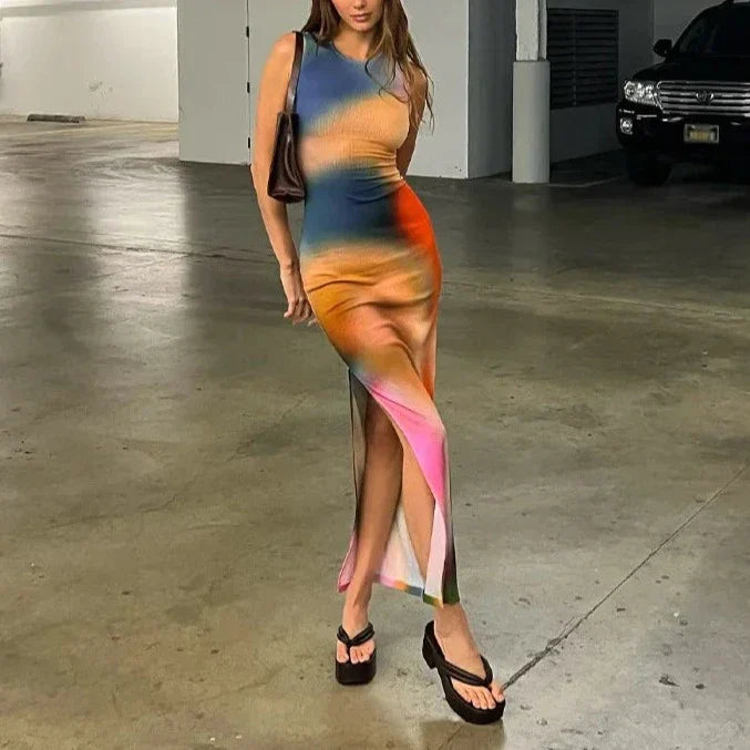Vestido Gótico Tie Dye Midi