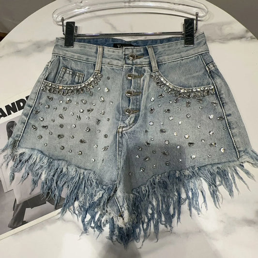 Shorts Góticos Rhinestone Full Diamonds
