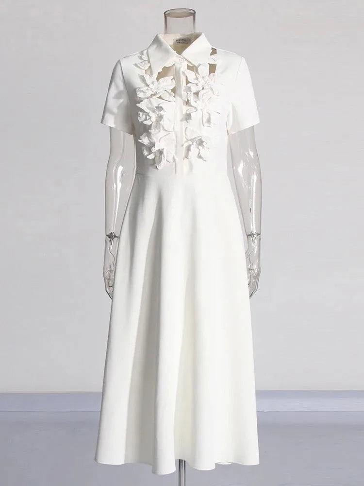 Vestido Gótico Hollow Flower Short Sleeves Maxi