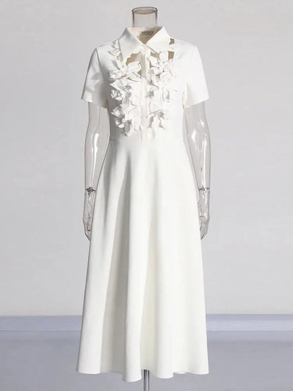 Vestido Gótico Hollow Flower Short Sleeves Maxi