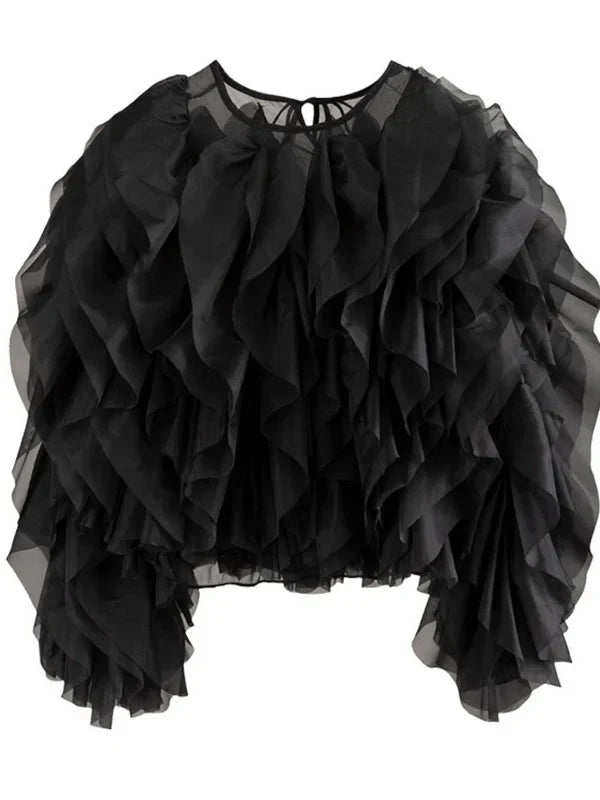 Blusa Gótica Elegant Ruffles