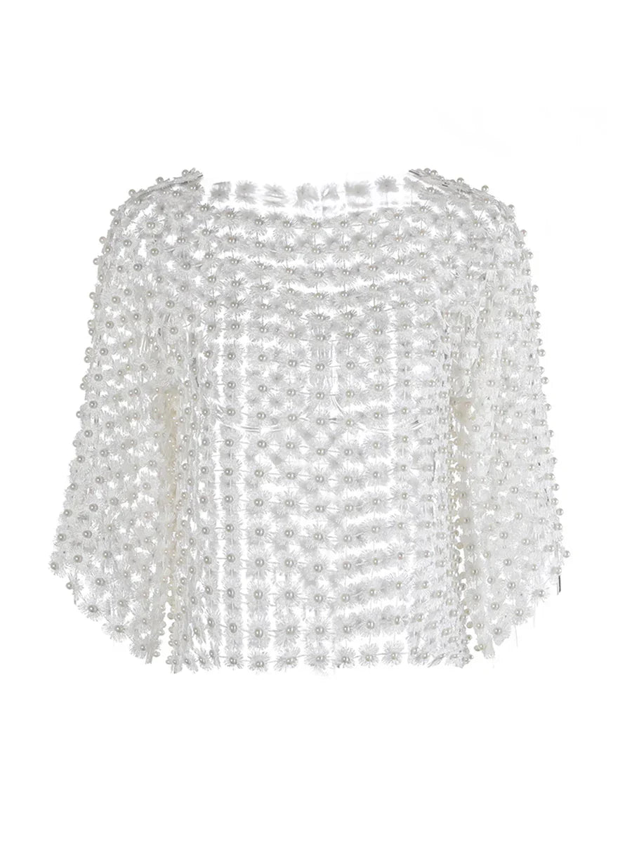 Camiseta Gótica Hollow Out Patchwork Pearls