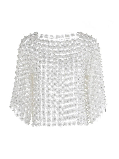 Camiseta Gótica Hollow Out Patchwork Pearls