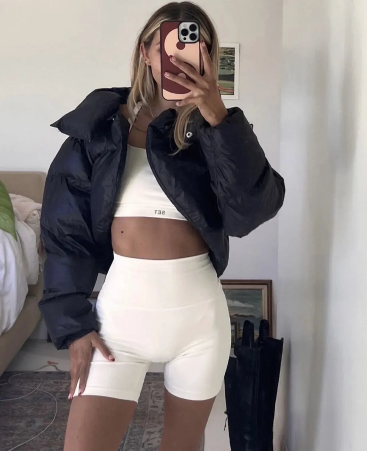 Chaqueta Gótica Stand Collar Zipper Puffer