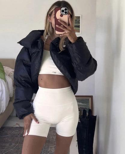 Chaqueta Gótica Stand Collar Zipper Puffer