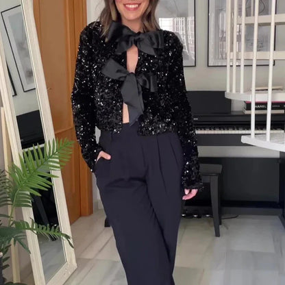 Chaqueta Gótica Tie-front Sequined