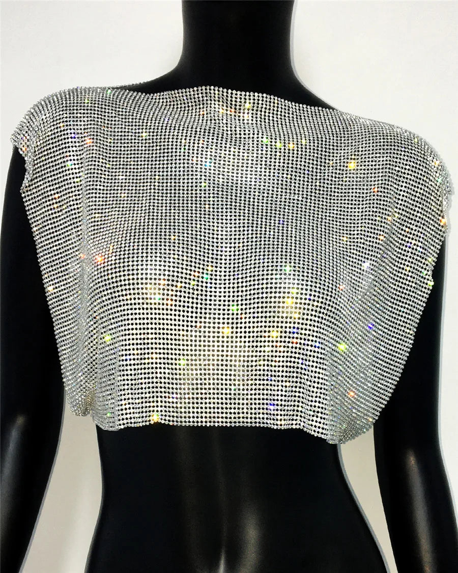Top Gótico Rhinestone Metal Crop