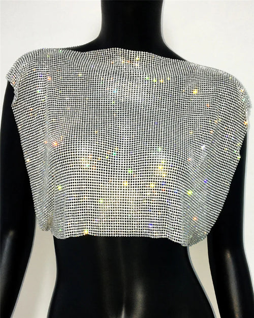 Top Gótico Rhinestone Metal Crop