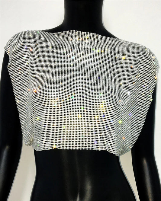 Top Gótico Rhinestone Metal Crop