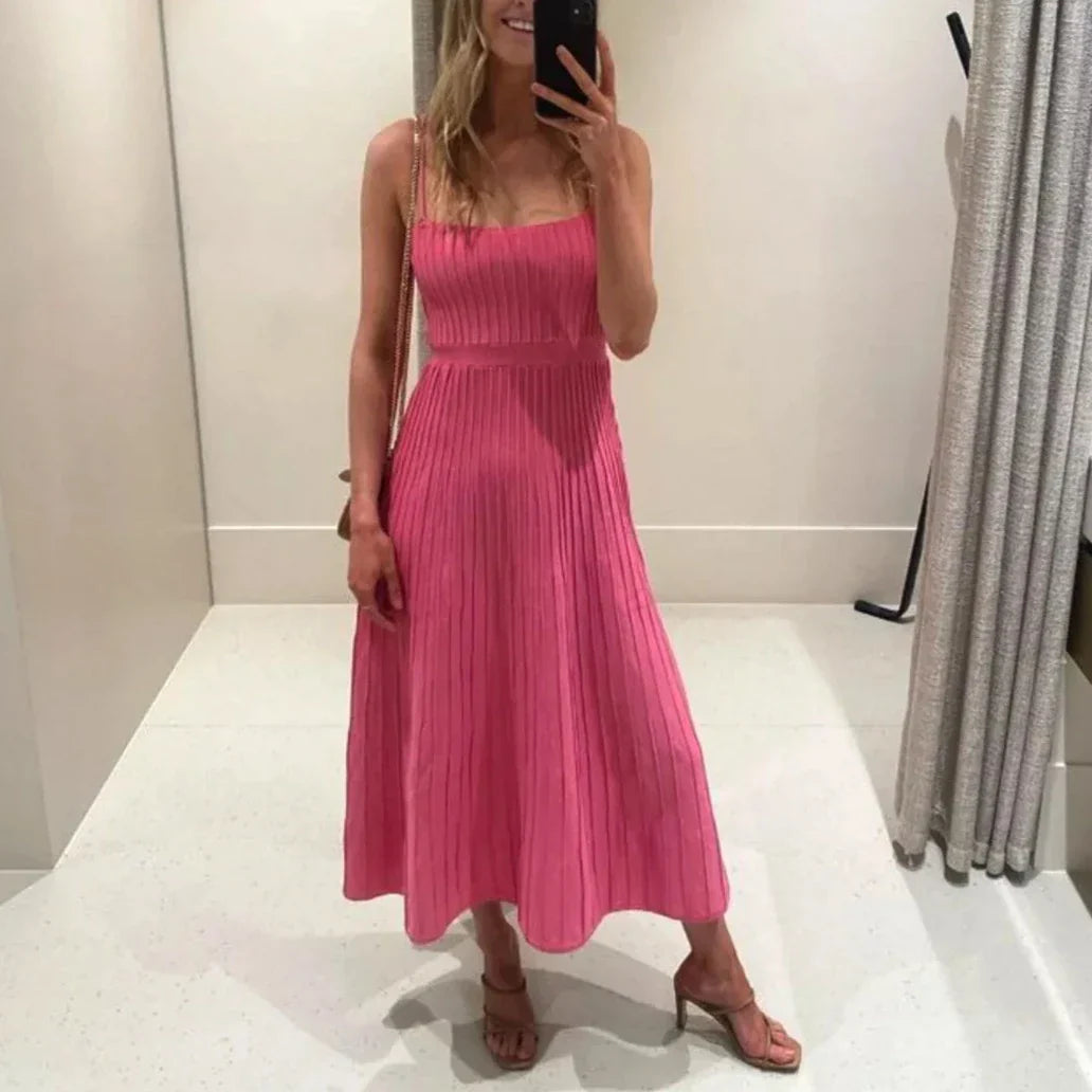 Vestido Gótico Knitted Pleated Long