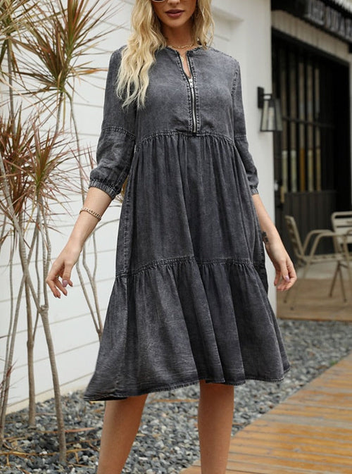 Vestido Gótico Casual Denim