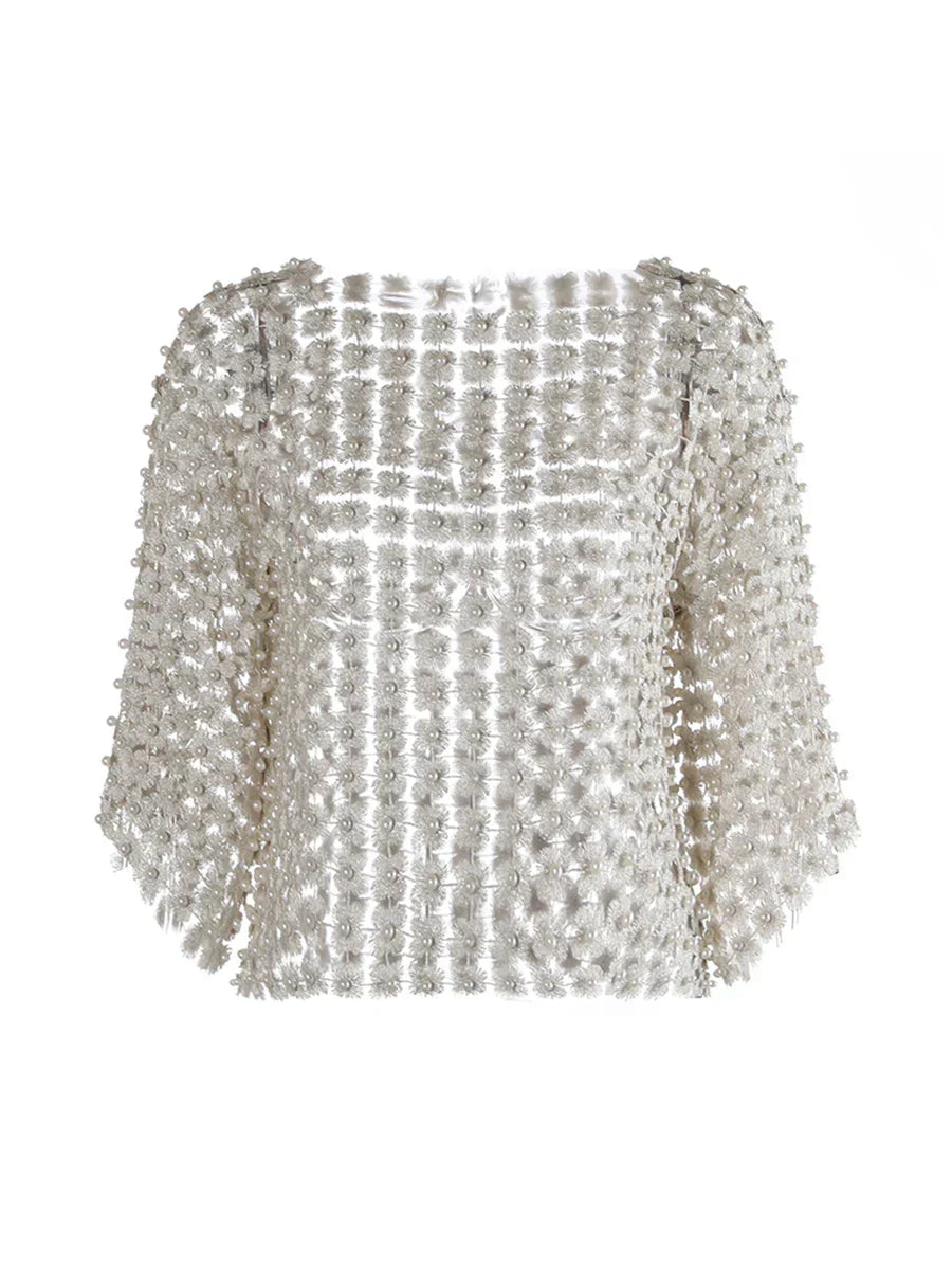 Camiseta Gótica Hollow Out Patchwork Pearls