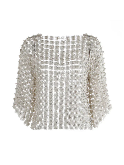 Camiseta Gótica Hollow Out Patchwork Pearls