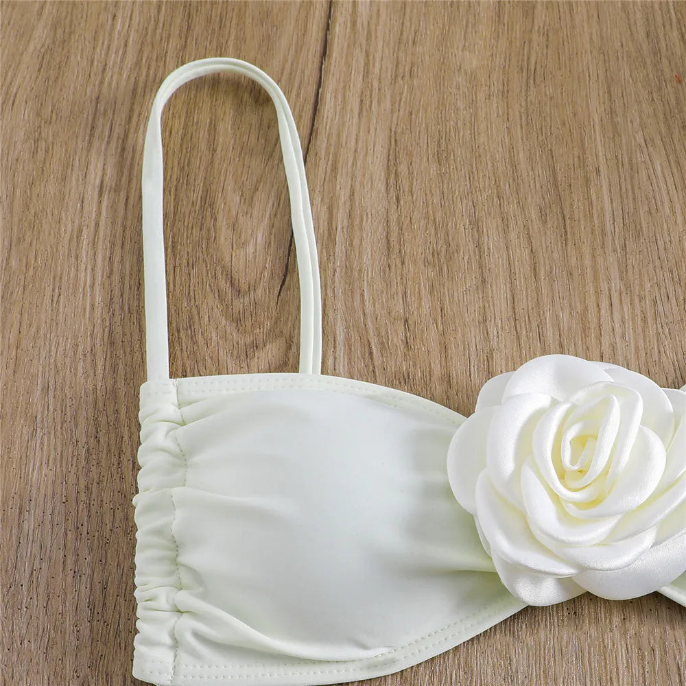 Top Gótico Flower Bandeau Bikini