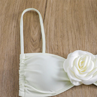 Top Gótico Flower Bandeau Bikini