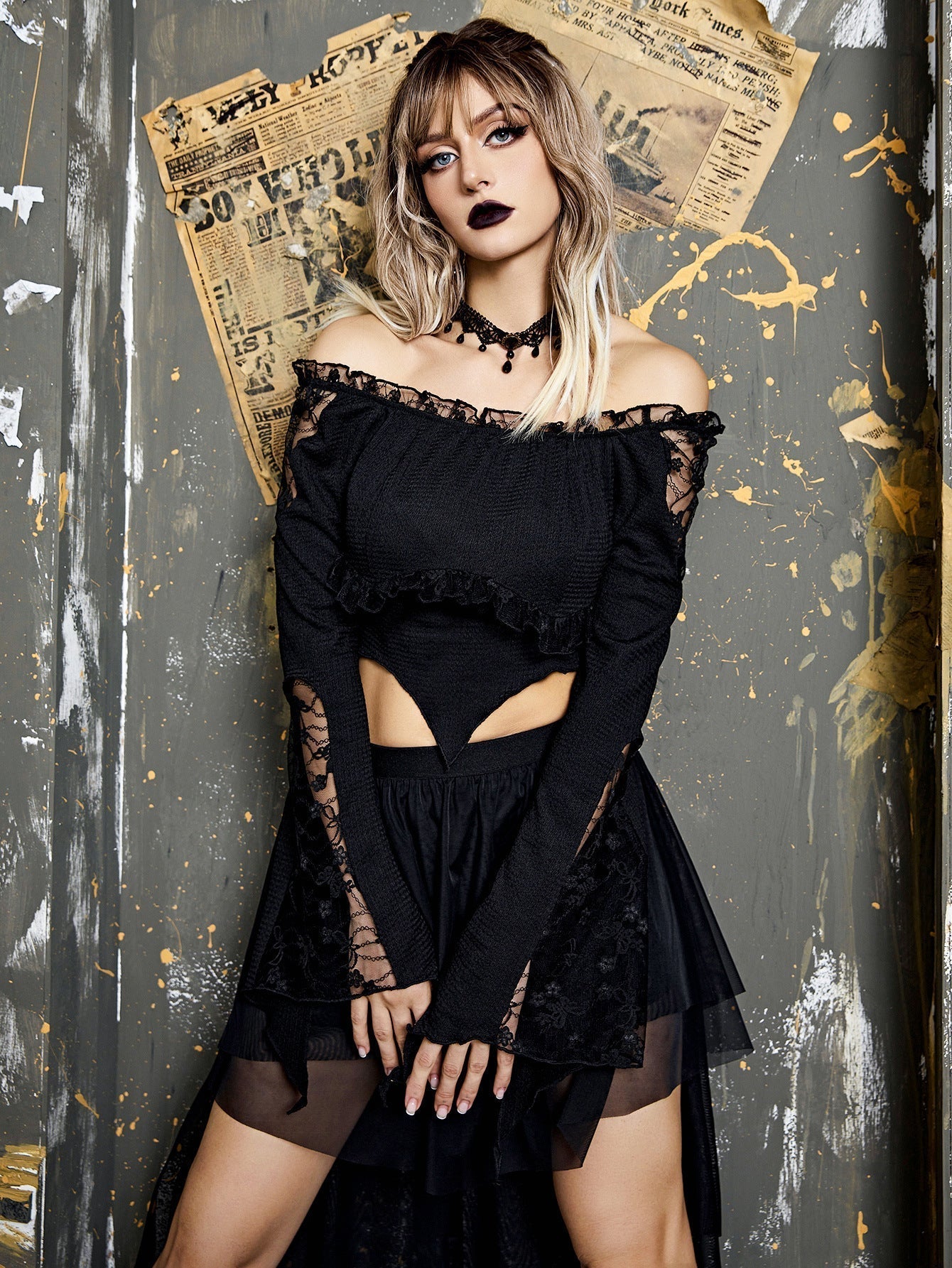 Top Gótico Nocturna de Encaje