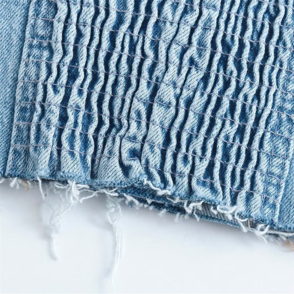 Top Gótico Strapless Denim Corset