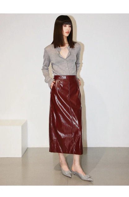 Falda Gótica Aurora Cuero Midi