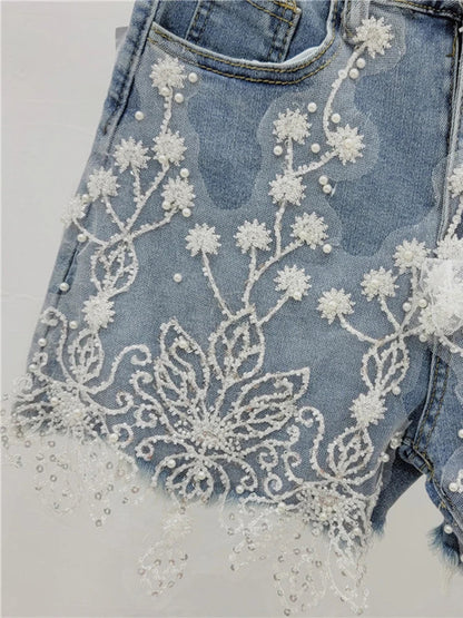 Shorts Góticos Kim Flower Denim