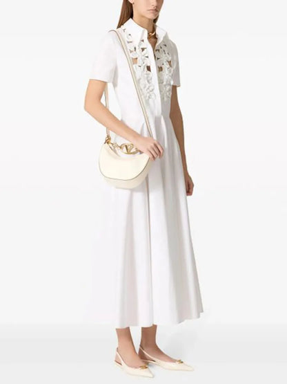 Vestido Gótico Hollow Flower Short Sleeves Maxi