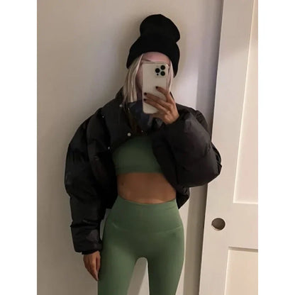 Chaqueta Gótica Stand Collar Zipper Puffer