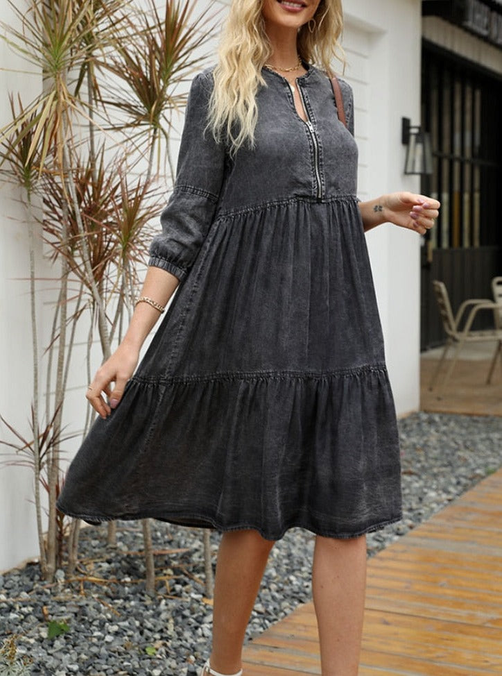 Vestido Gótico Casual Denim