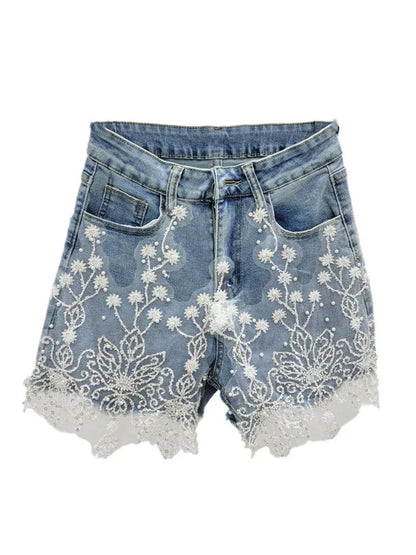 Shorts Góticos Kim Flower Denim