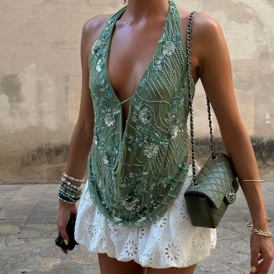 Top Gótico Green Halter