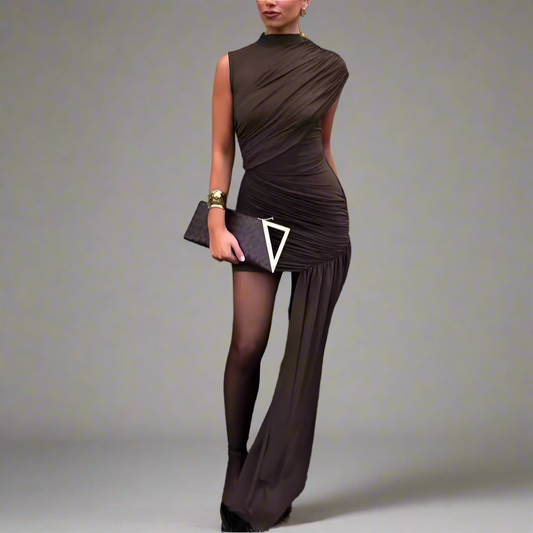 Vestido Gótico Irregular Ruched Mini