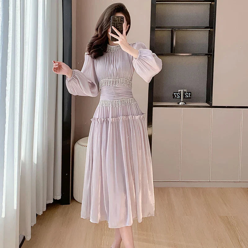 Vestido Gótico Puff Sleeve Midi