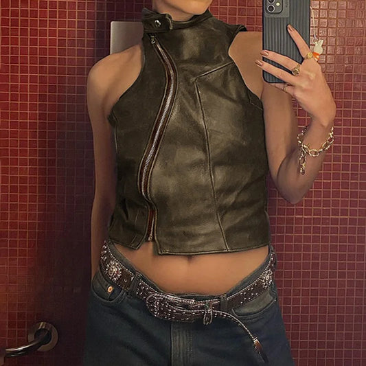 Vintage Leather Top Gótico