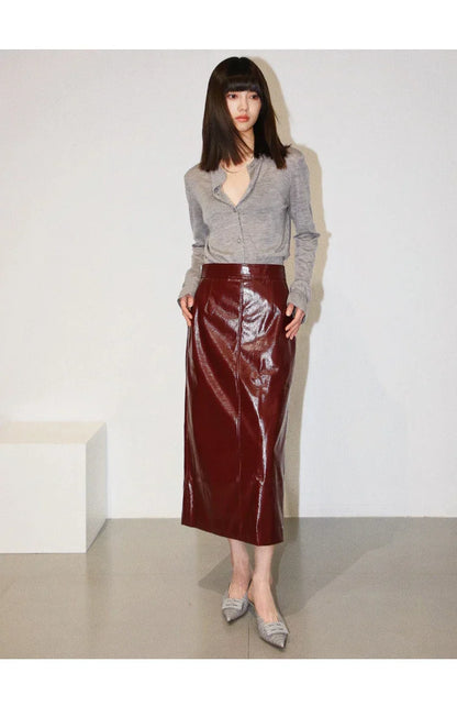 Falda Gótica Aurora Cuero Midi