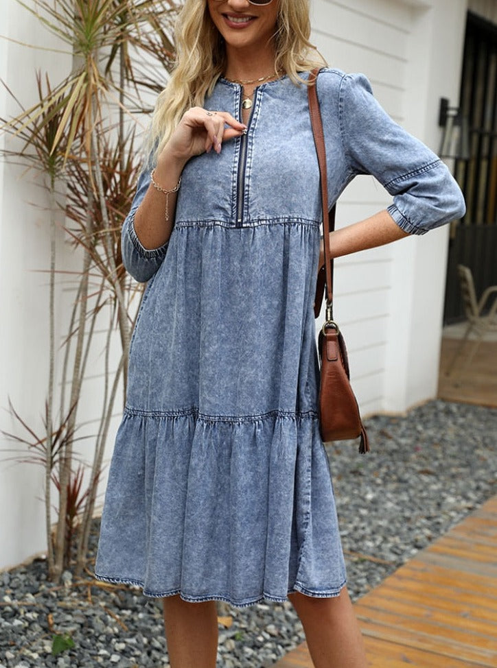Vestido Gótico Casual Denim