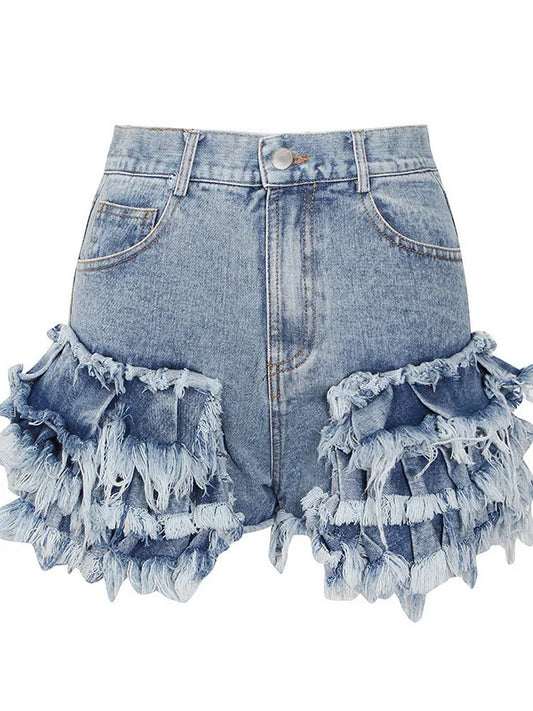Shorts Góticos Ruffles Denim