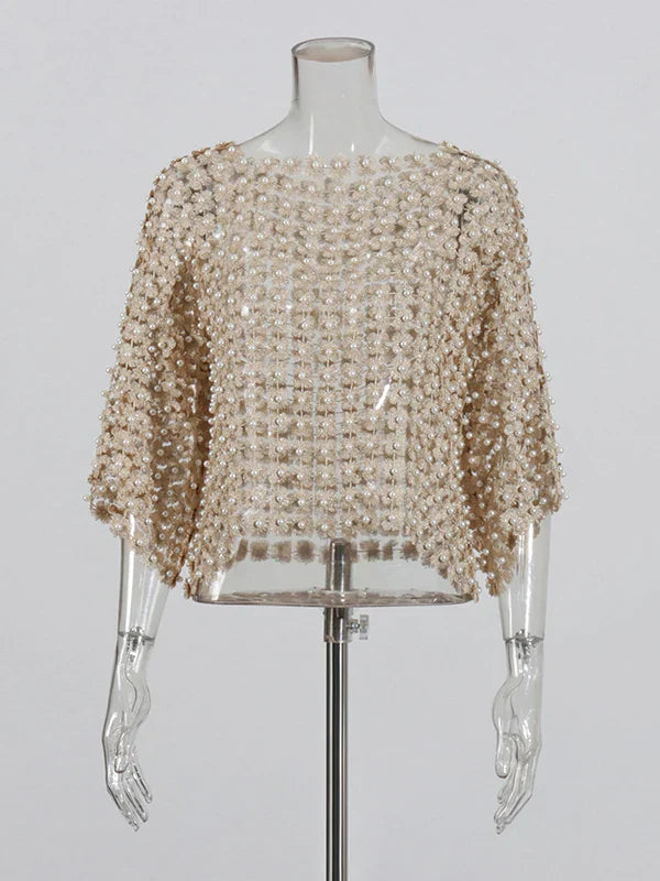 Camiseta Gótica Hollow Out Patchwork Pearls