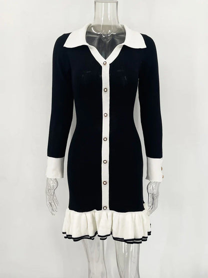 Vestido Gótico Ruffled Bow Knit Mini