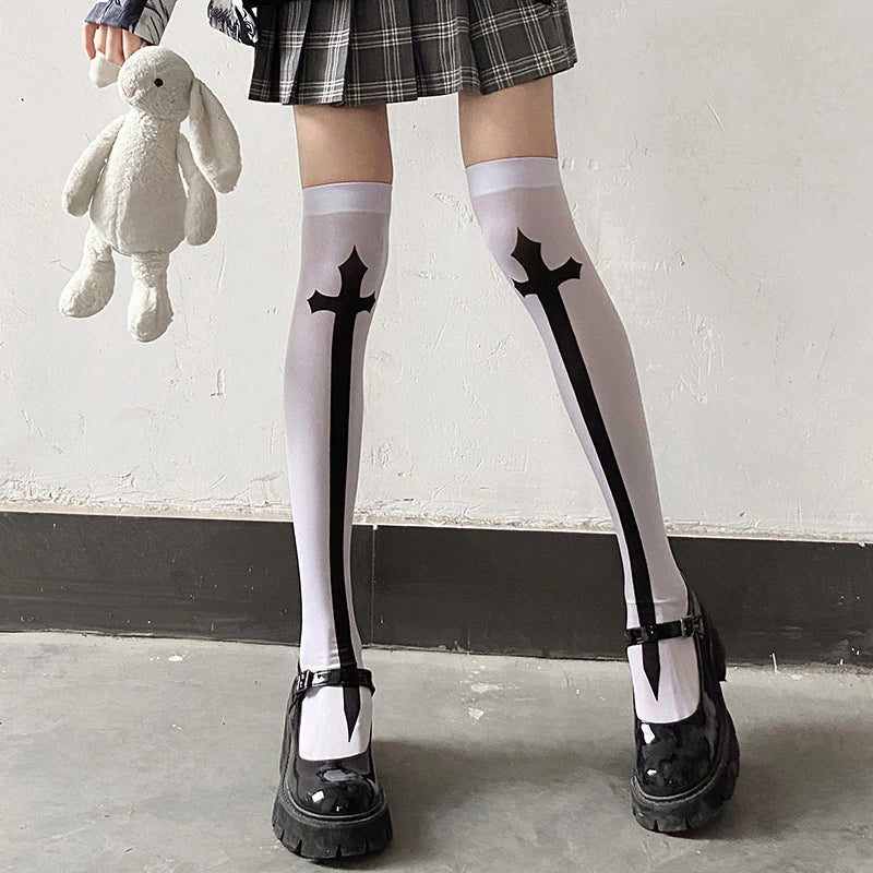 Knee Socks With Crosses Maldito