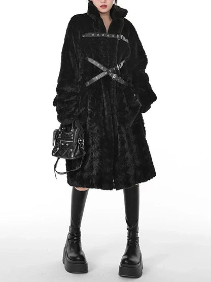 Abrigo Gótico Fuzzy Faux Fur
