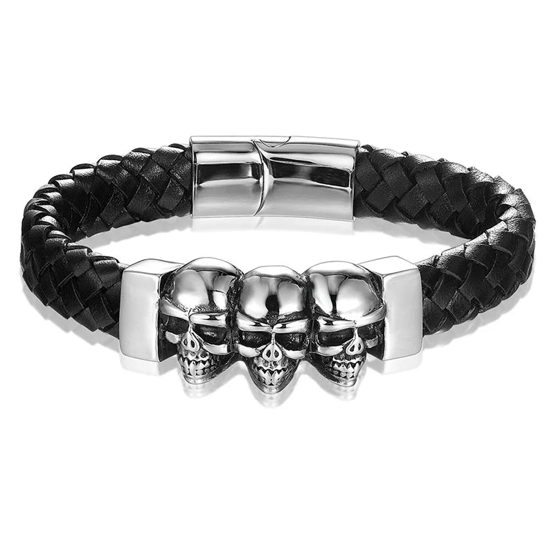 Pulsera de Cuero Negro del Caos