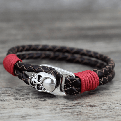 Pulsera de Cuero Calavera Infernal
